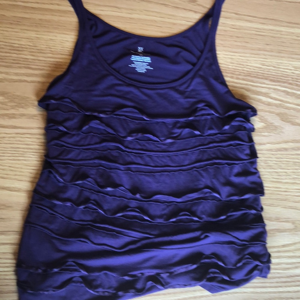 New York & Company Purple Ruffle Camisole XL